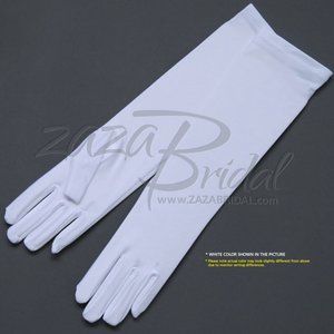15.5″ Long 4-Way Stretch Matte Finish Satin Dress Gloves 8BL - White